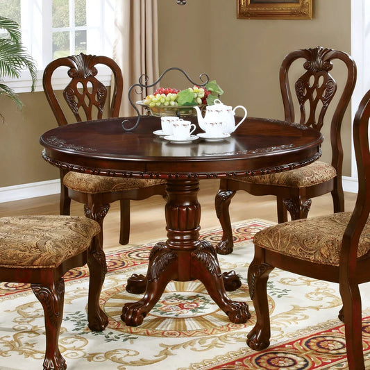 Elana Traditional 48" Round Pedestal Dining Table - Brown Cherry
