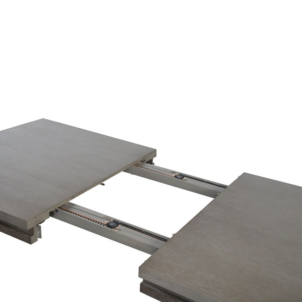 Gristalt Transitional 7-Piece Dining Set with Extension Leaf, Stone Gray