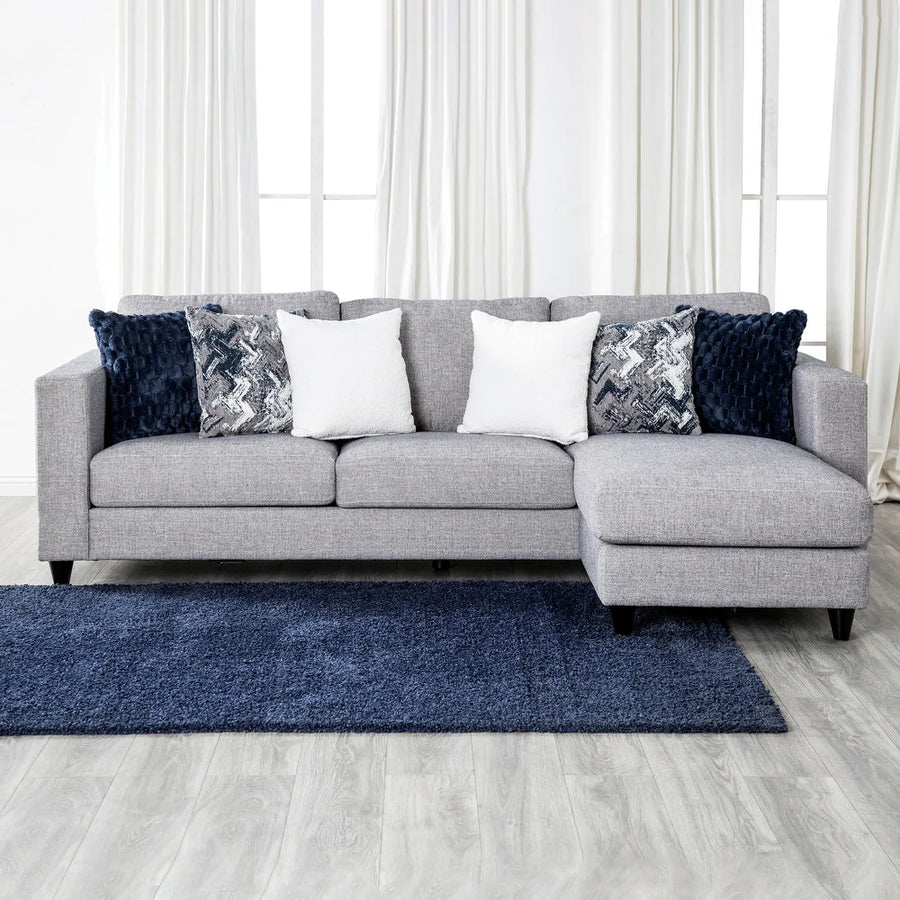 Harlow Reversible Chenille Chaise Sectional, Gray