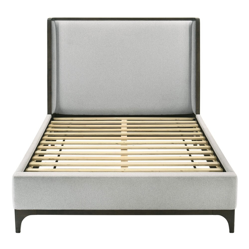 Kelso Two-Toned Wingback Platform Bed – Light Gray & Dark Gray