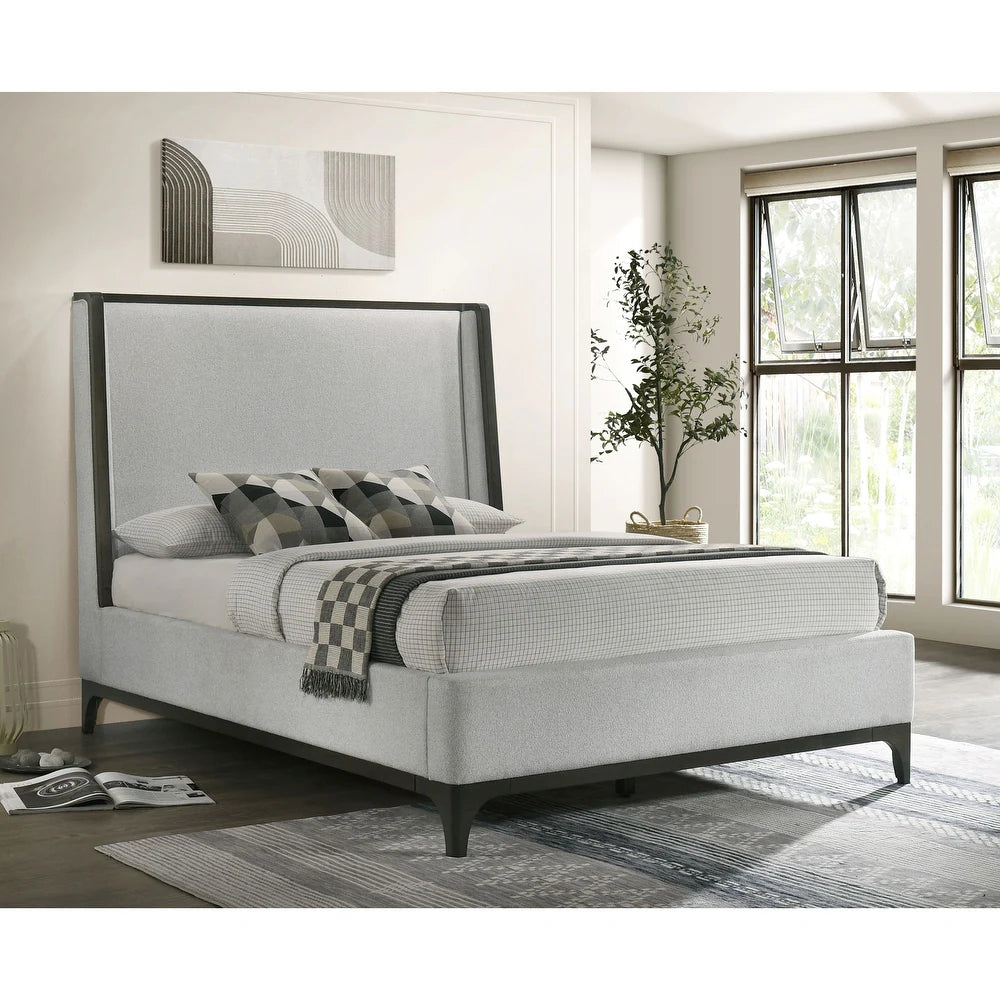 Kelso Two-Toned Wingback Platform Bed – Light Gray & Dark Gray