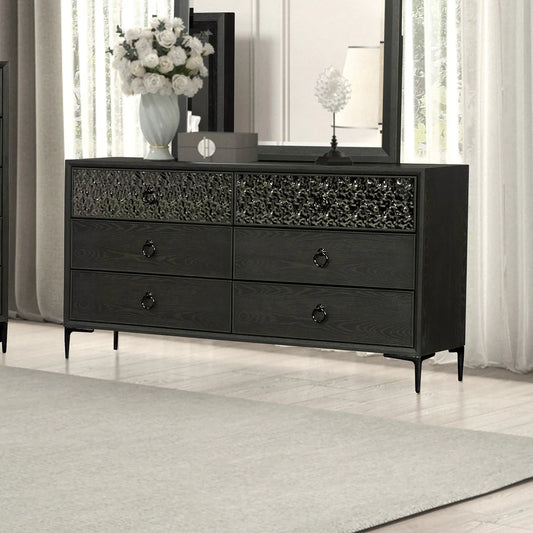 Bashford Modern 6-Drawer Dresser with Dented Steel Door