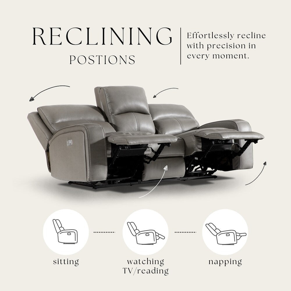 Vasilios Transitional Power Sofa & Loveseat Set - Taupe