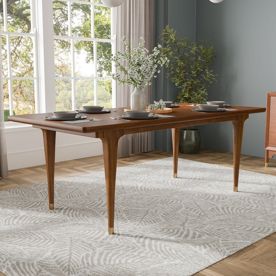 Furniture of America Hepburne | Mid-Century Modern Solid Wood Dining Table, Walnut