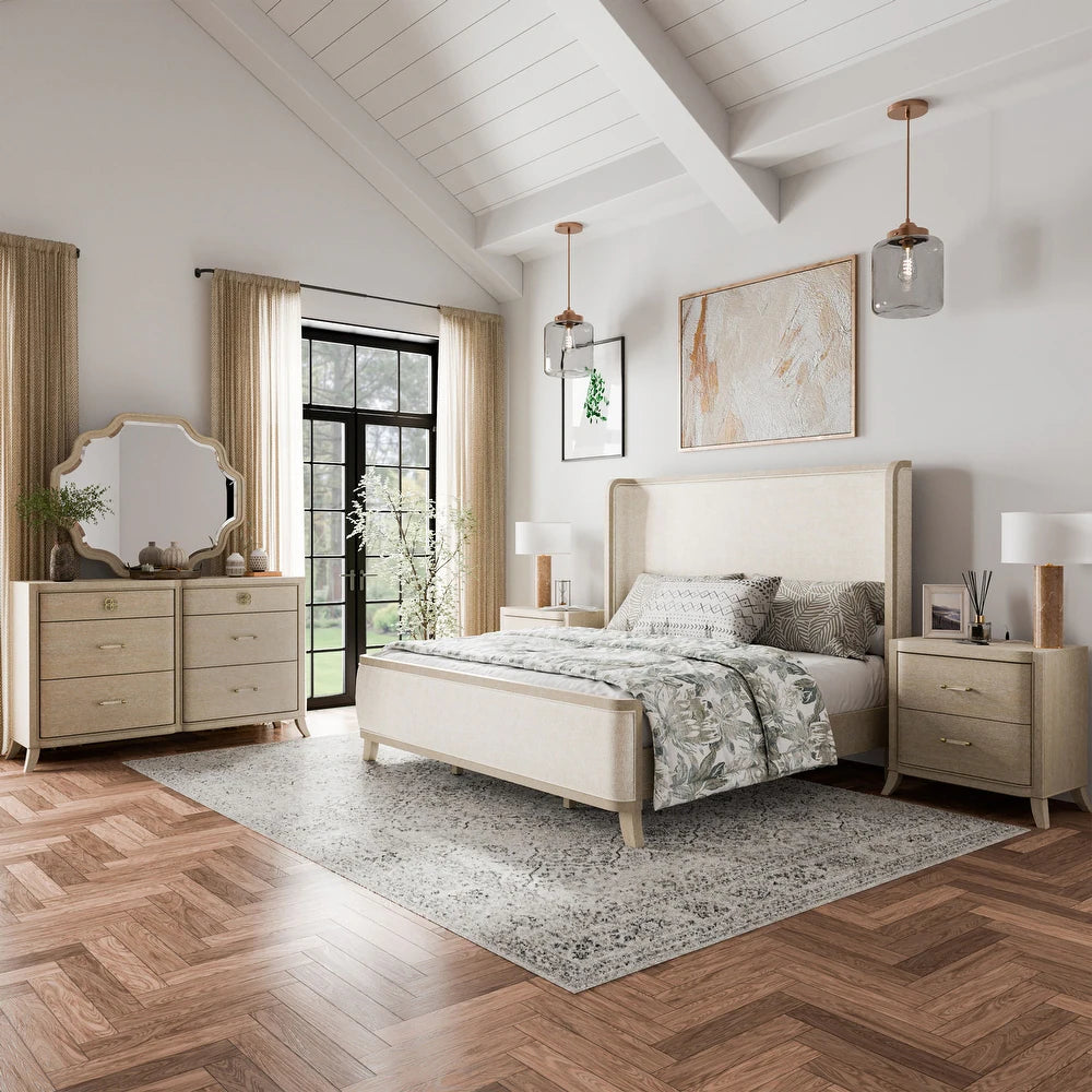 Candra II Transitional Natural Finish Solid Wood 4-Piece Bedroom Set