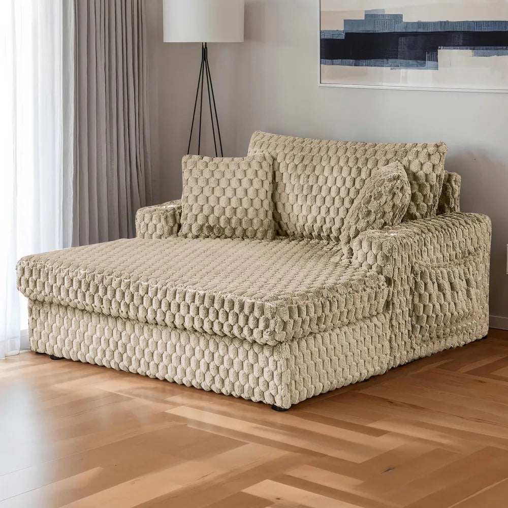 Ferryhill Plush Faux Fur Oversize Chaise Lounge