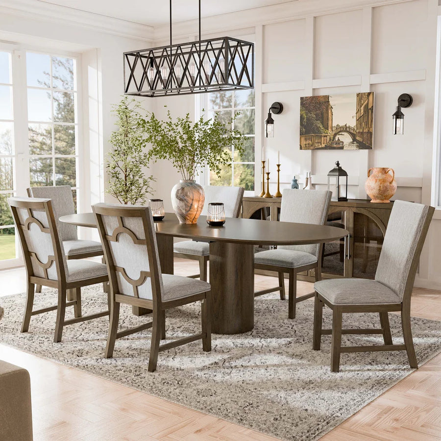 Clements Modern Farmhouse 7-Piece Dining Set, Oak