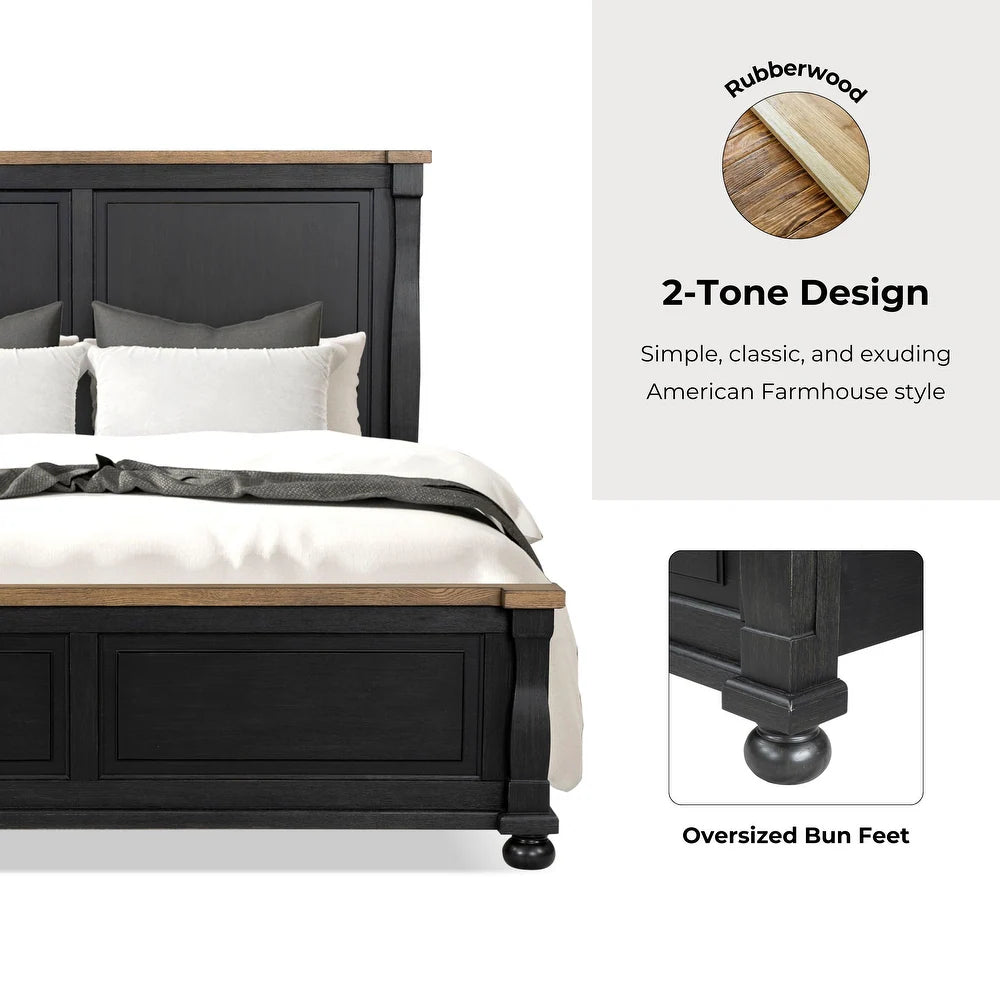 Neu Mills Modern Farmhouse Solid Wood King Bed, Black