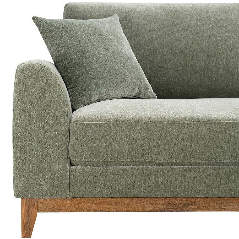 Watton Mid-Century Modern Chenille Sofa & Loveseat Set - Olive