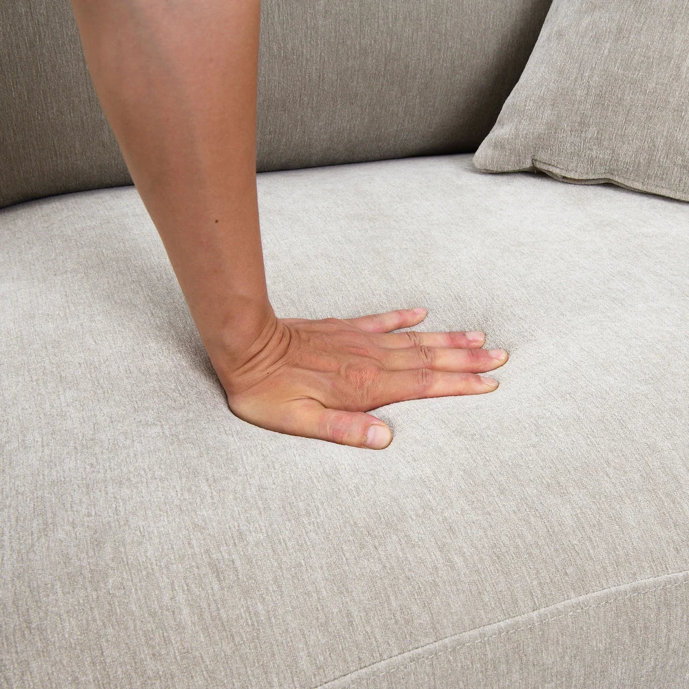 Watton Mid-Century Modern Light Gray Chenille Sofa with Walnut Wood Trim