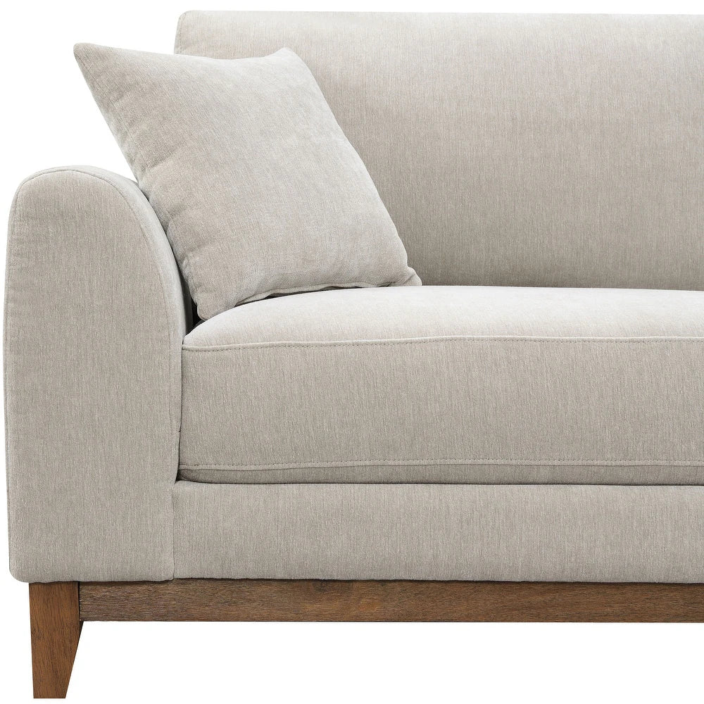 Watton Mid-Century Modern Chenille Sofa & Loveseat Set - Light Gray