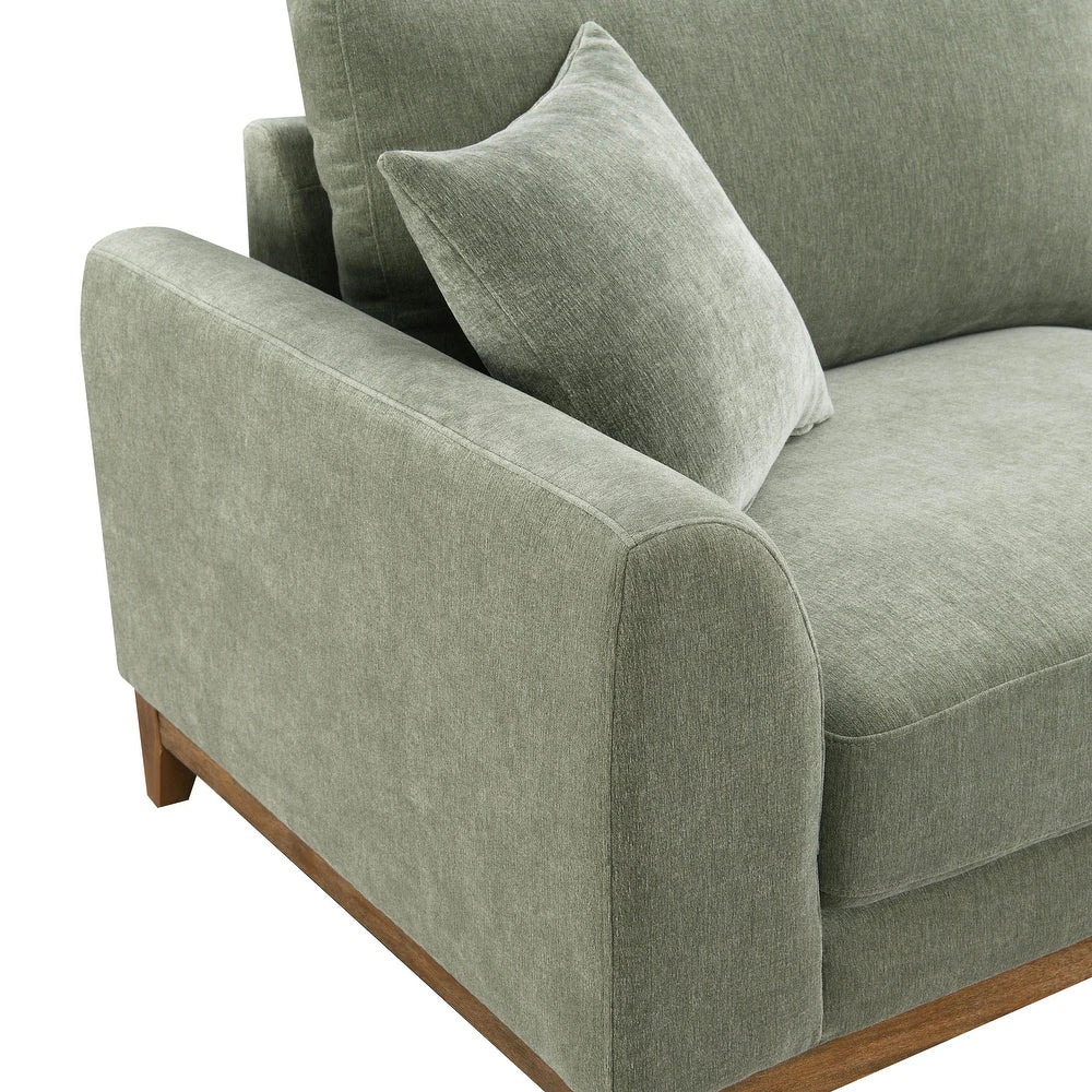 Watton Mid-Century Modern Chenille Sofa & Loveseat Set - Olive