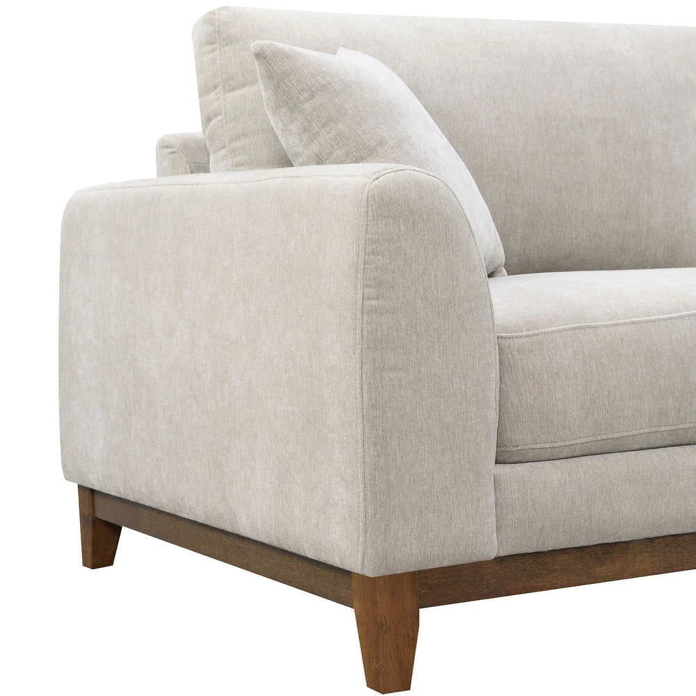 Watton Mid-Century Modern Chenille Sofa & Loveseat Set - Light Gray