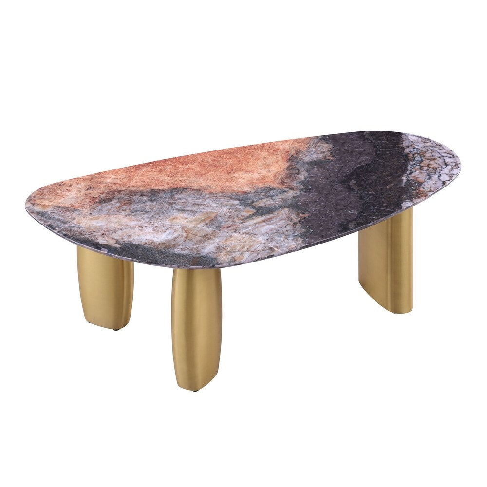 Northwich Contemporary Multi-Color Sintered Stone & Gold Coffee Table