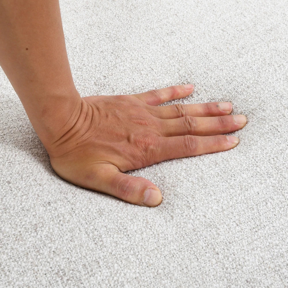 Mellone Mid-Century Modern Oat Chenille Sofa with Driftwood Base & Faux Fur Pillows – Furniture of America