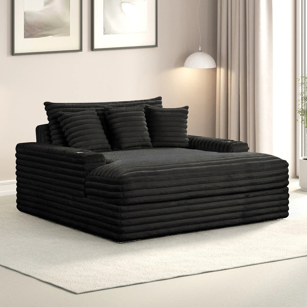 Veyrier Plush Chenille Oversize Chaise Lounge