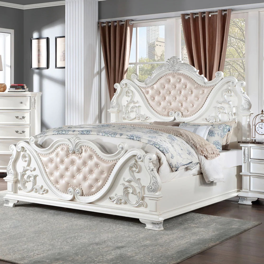 Esparanza Traditional Queen Bedroom Set - Pearl White