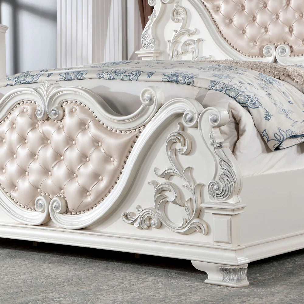 Esparanza Traditional Queen Bed- Pearl White