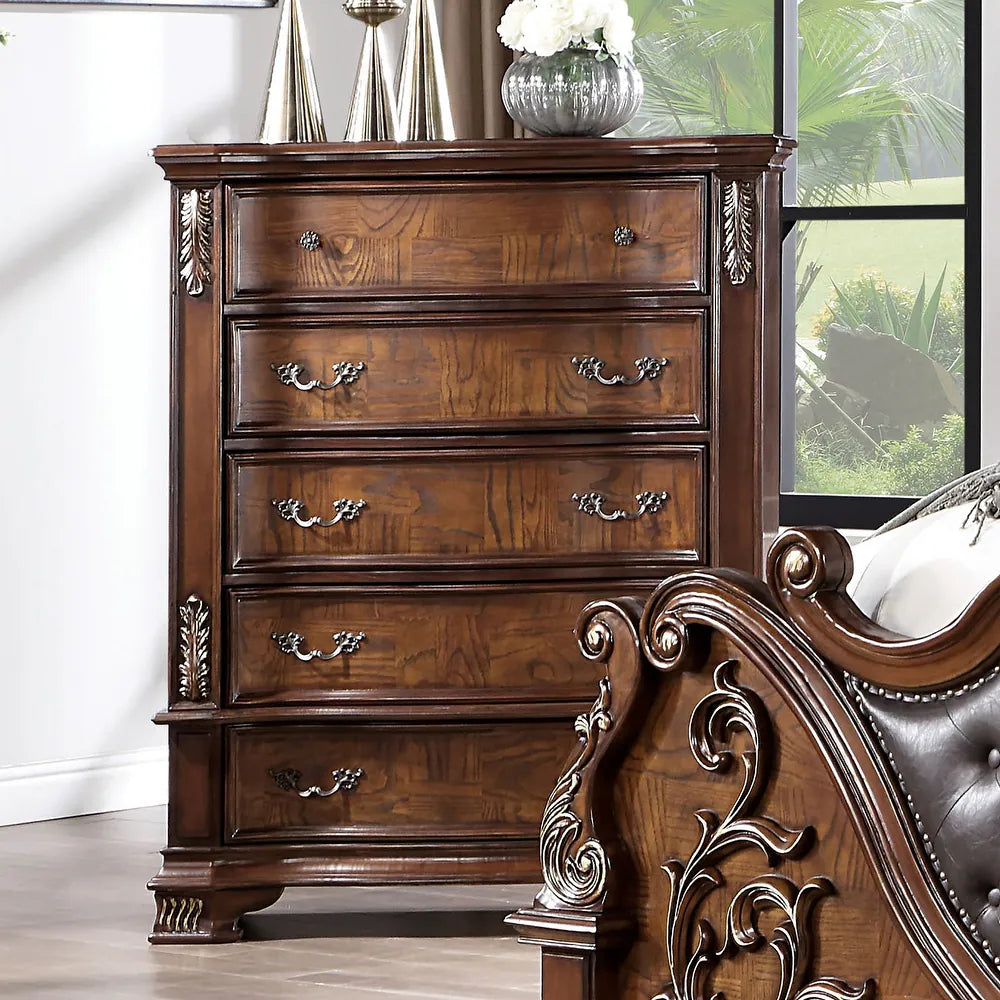 Esparanza Traditional Bedroom Chest - Brown Cherry