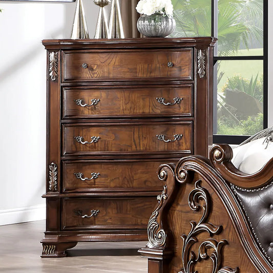 Esparanza Traditional Bedroom Chest - Brown Cherry