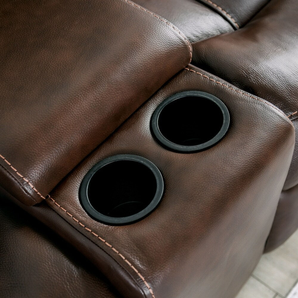 Antenor Genuine Leather Power Sofa & Loveseat Set - Brown