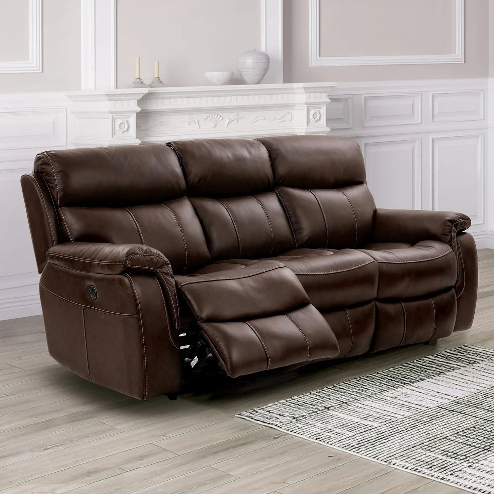 Antenor Genuine Leather Power Sofa & Loveseat Set - Brown