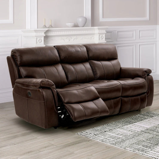 Antenor Genuine Leather Power Sofa & Loveseat Set - Brown