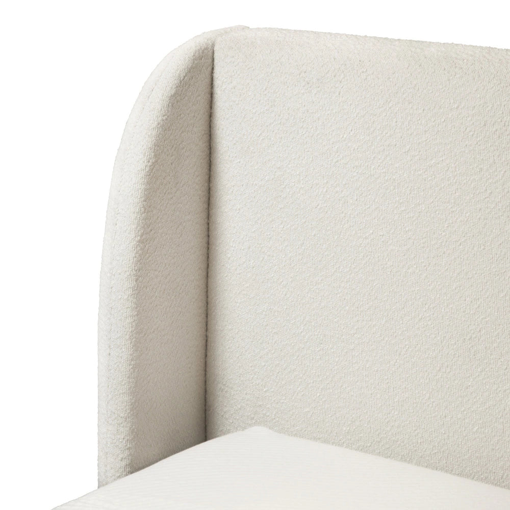 Whitman Contemporary White Boucle & Gold Queen Platform Bed