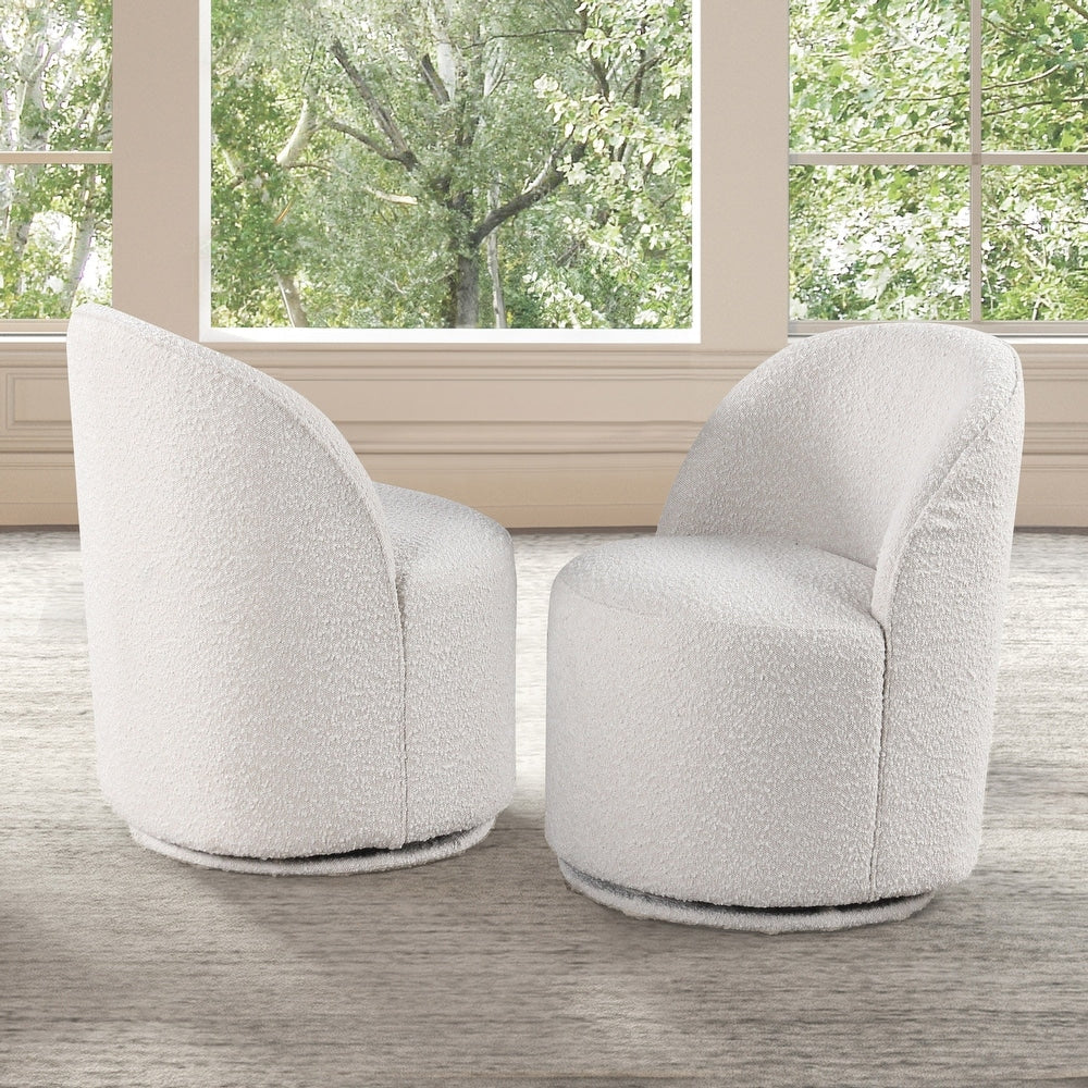 Broager Modern Boucle Swivel Side Chairs (Set of 2)