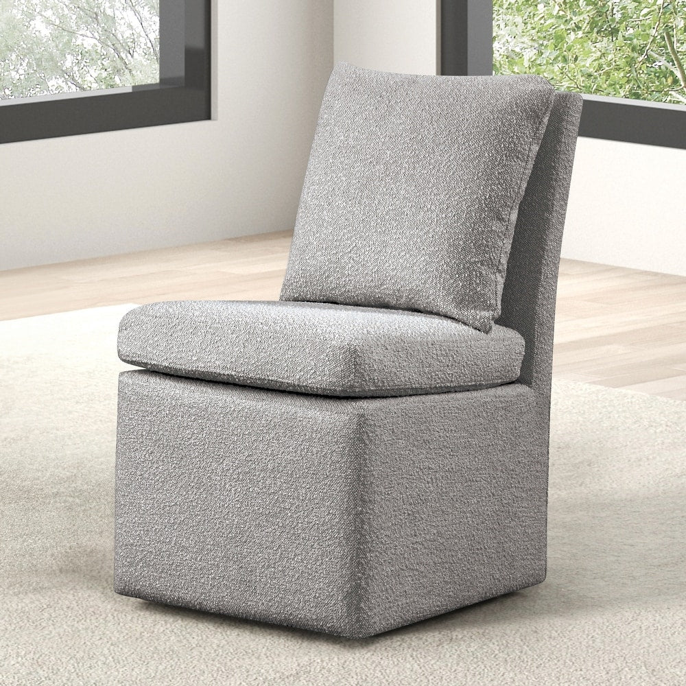 Broager Contemporary Boucle Side Chair with Caster Wheels