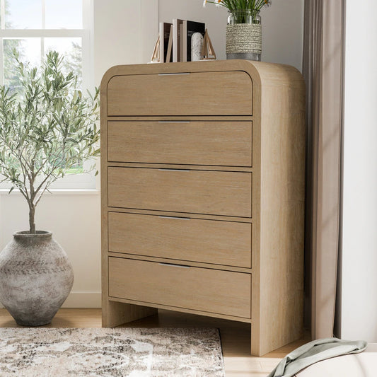 Handforth Modern 5-Drawer Solid Wood Chest in Natural Finish