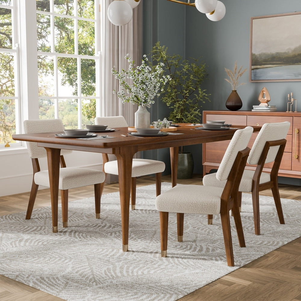 Furniture of America Hepburne Mid-Century Modern 7-Piece Walnut Dining Set