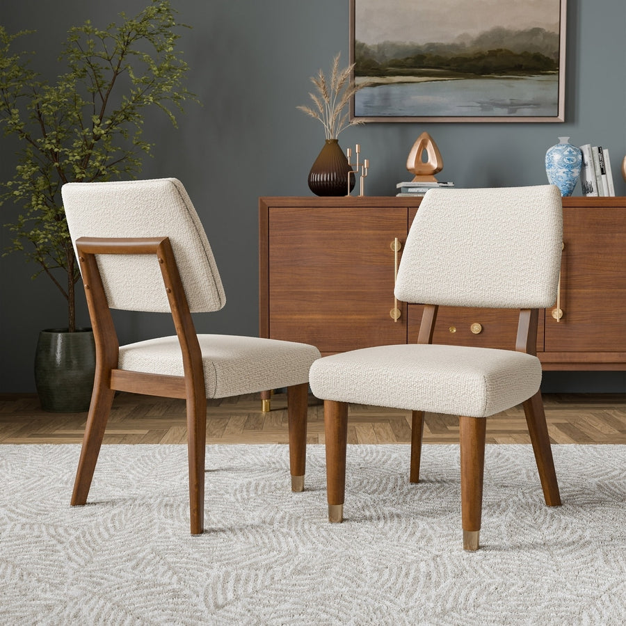 Hepburne Mid-Century Modern Solid Wood & Boucle Side Chairs (Set of 2)