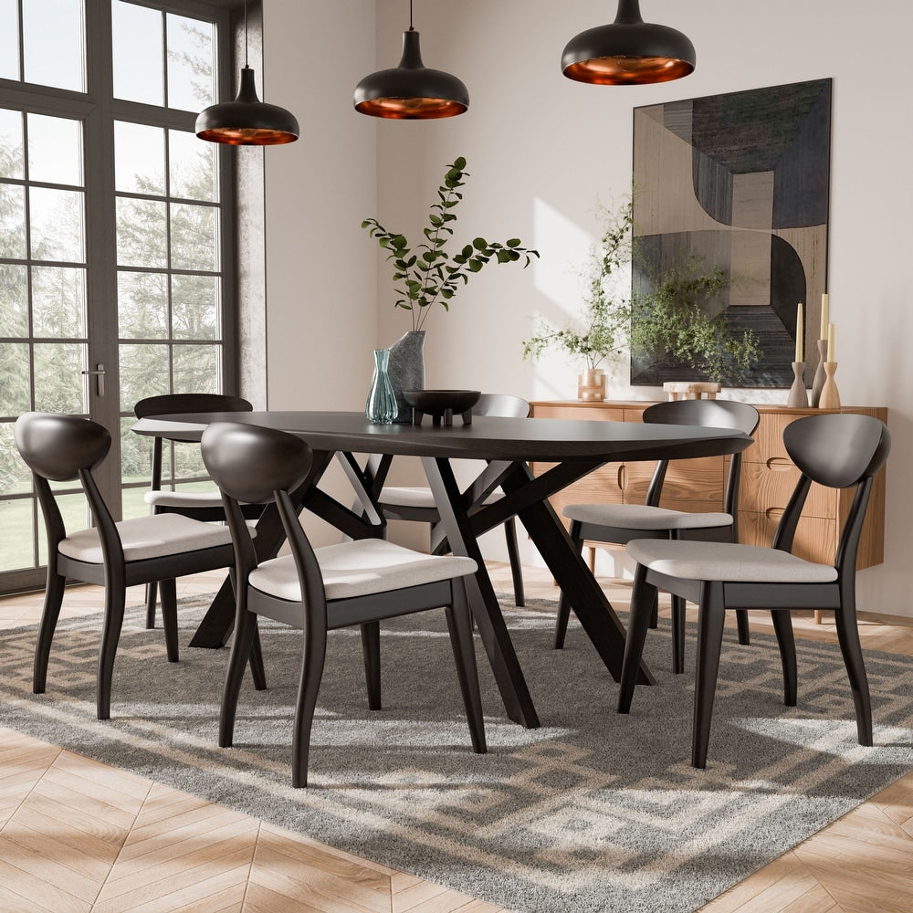 Sargans 7-Piece Black Hand Finished Dining Set