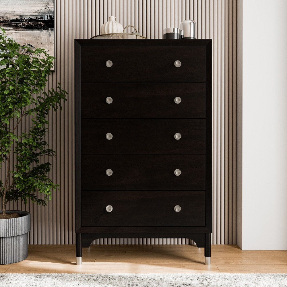 Torrance Mid-Century Modern Chest, Black