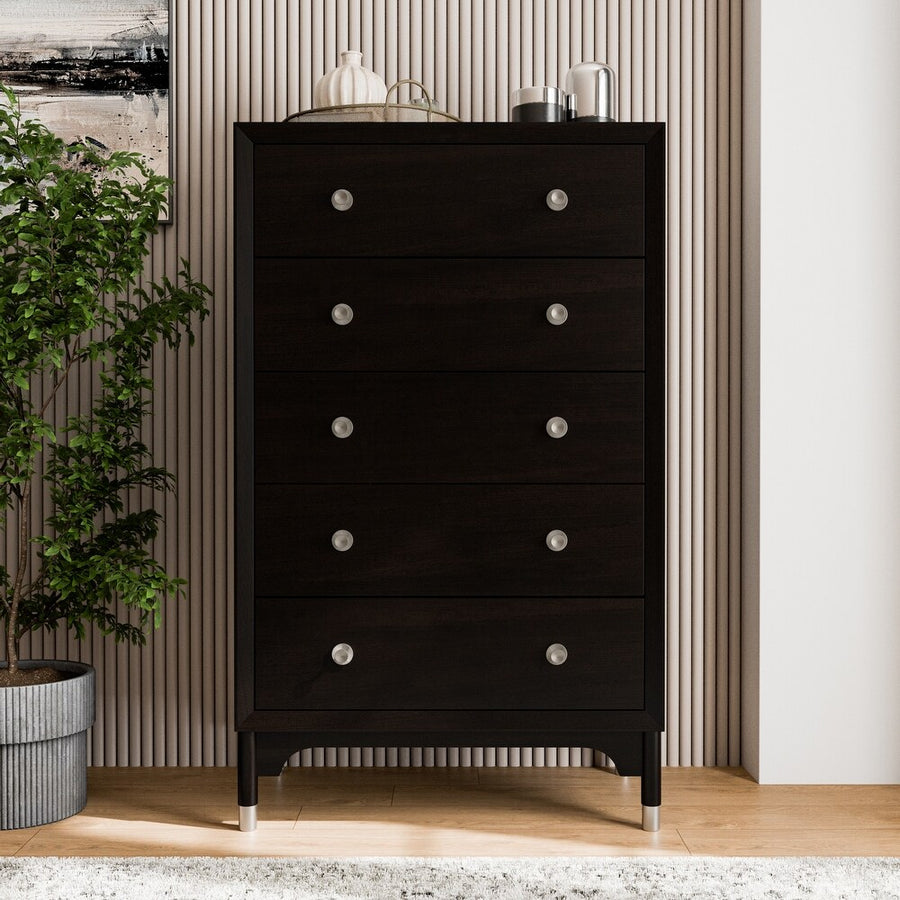 Torrance Mid-Century Modern Chest, Black