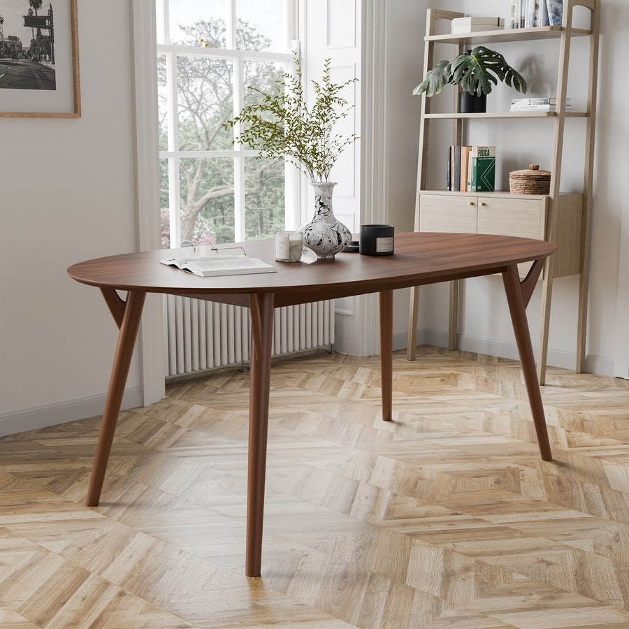 Furniture of America Uzwil | Mid-Century Modern Solid Wood Dining Table, Walnut