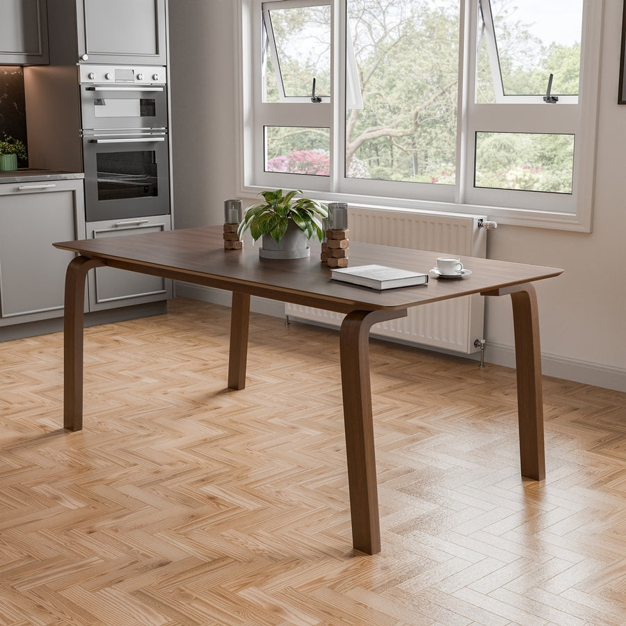 Furniture of America Viken | Mid-Century Modern Solid Wood Dining Table, Walnut