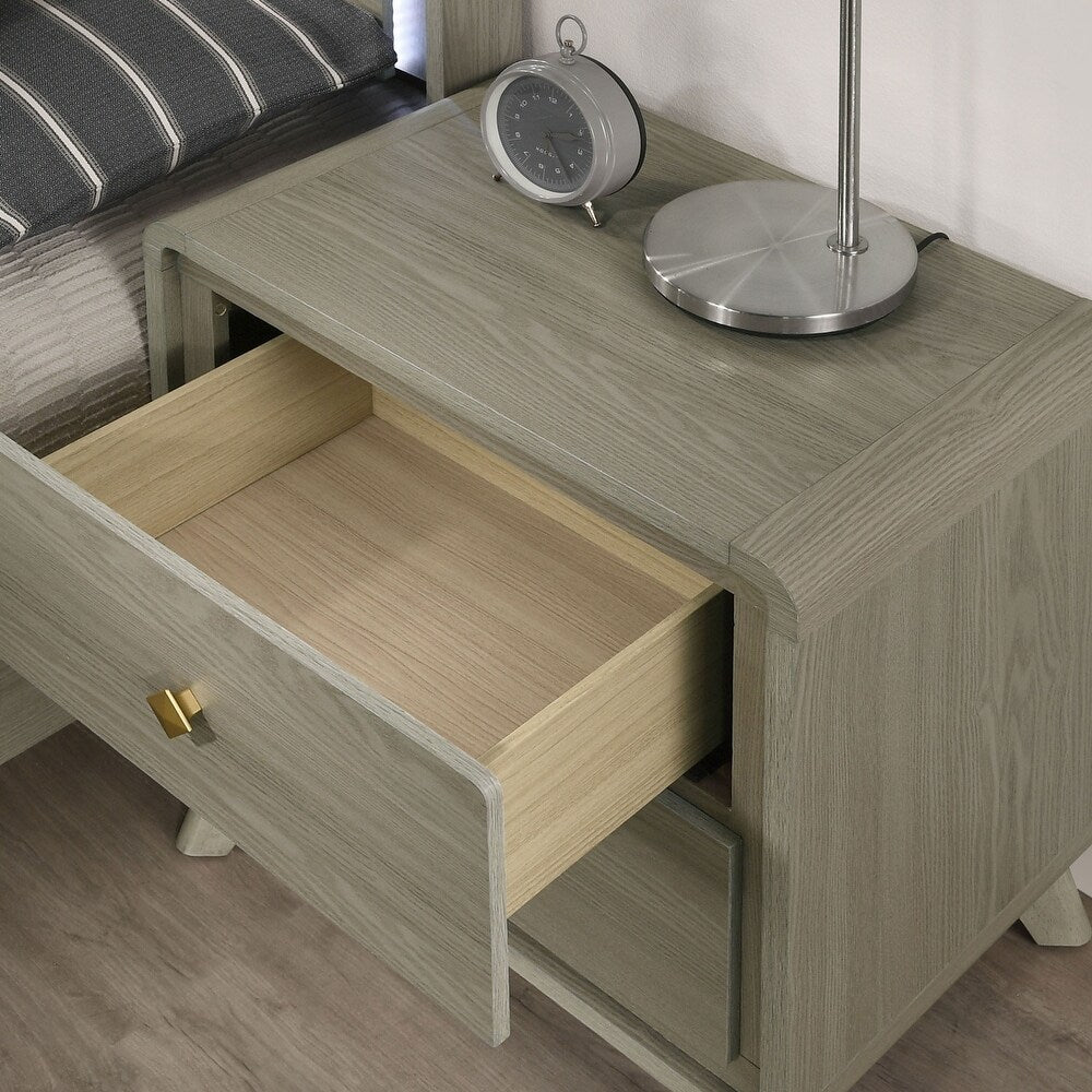 Rainier Modern Gray Bedroom Collection with LED Headboard