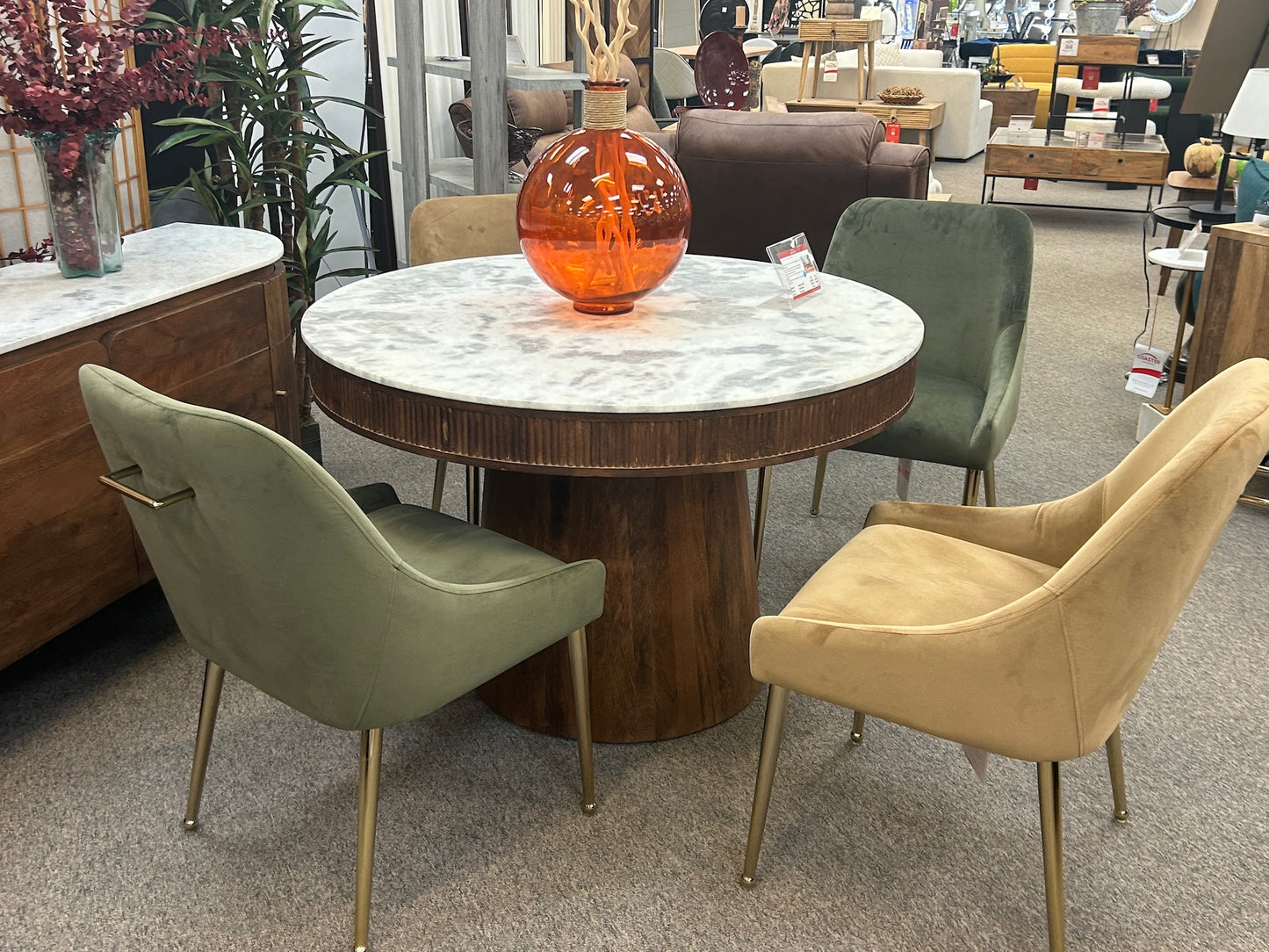 Ortega 5-Piece Dining Set with White Marble Top