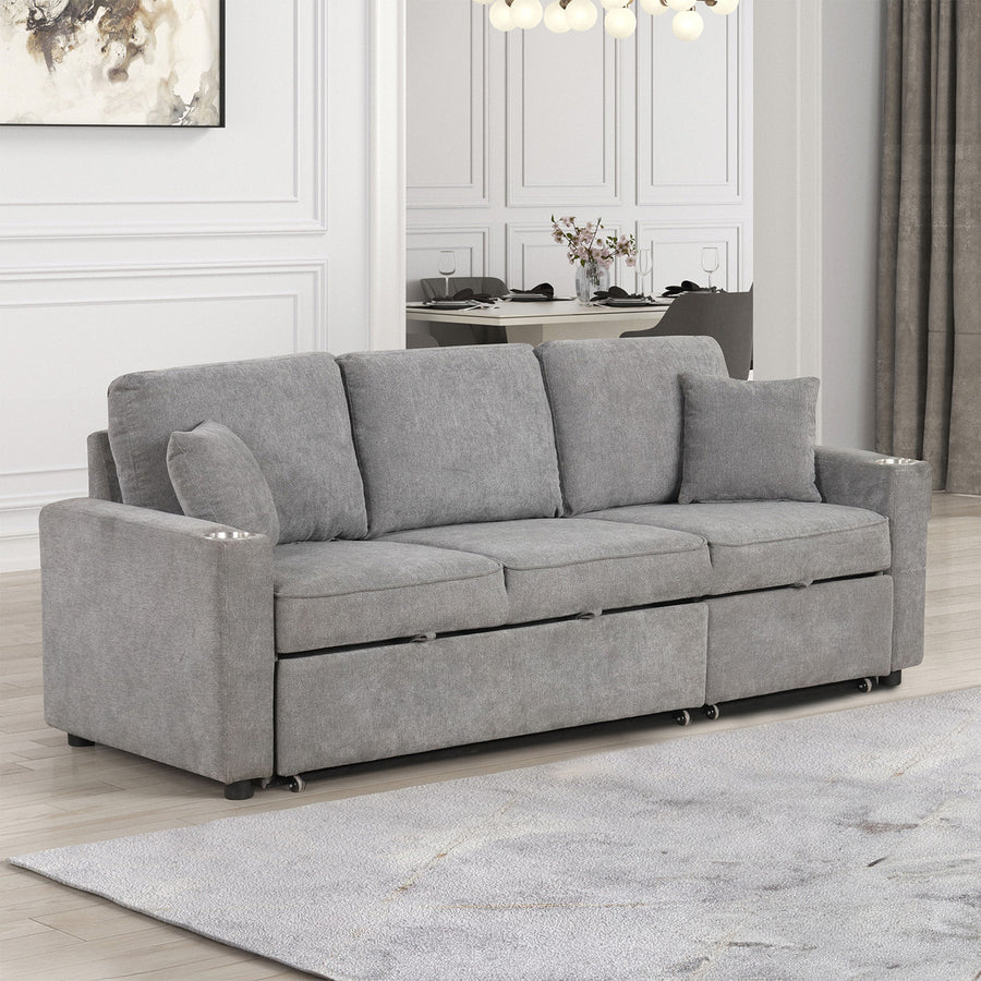 Kendal Contemporary Convertible Sleeper Sectional Sofa – Gray
