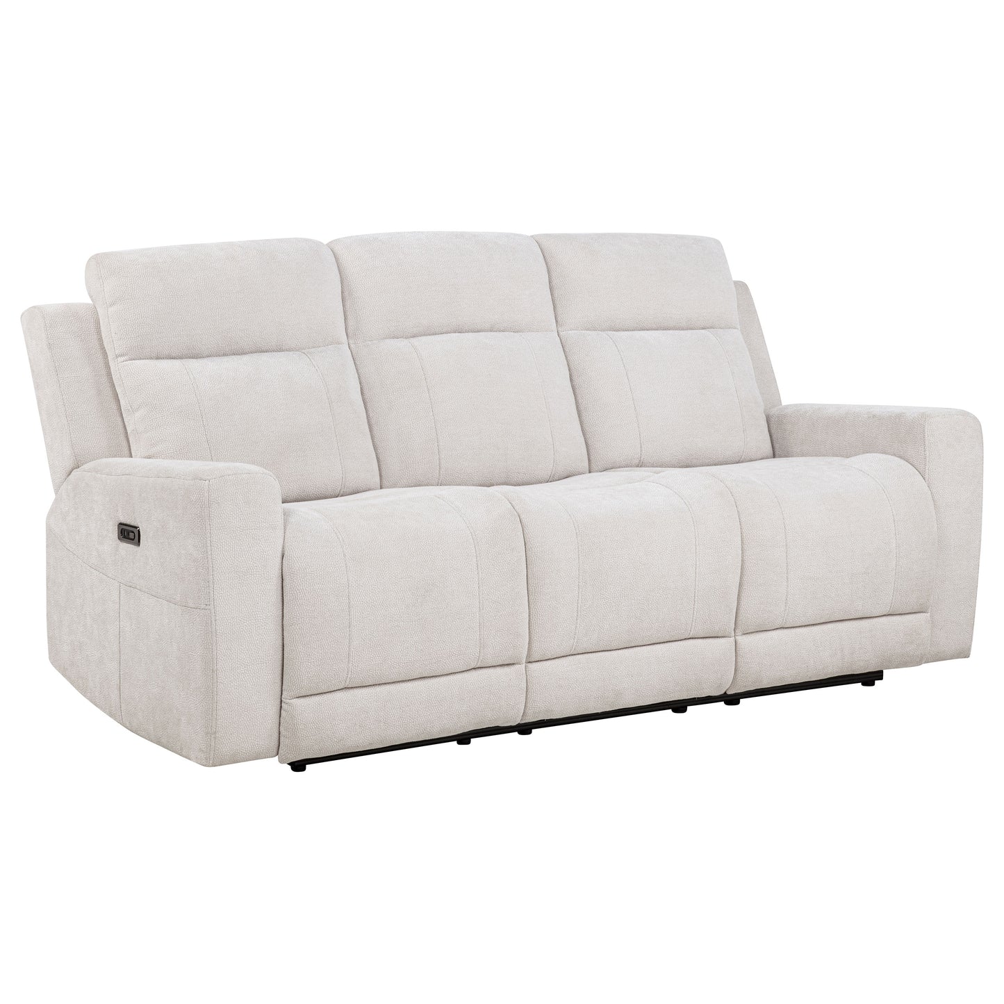 Kennett Ivory Chenille Power Reclining Sofa & Loveseat Set with Console