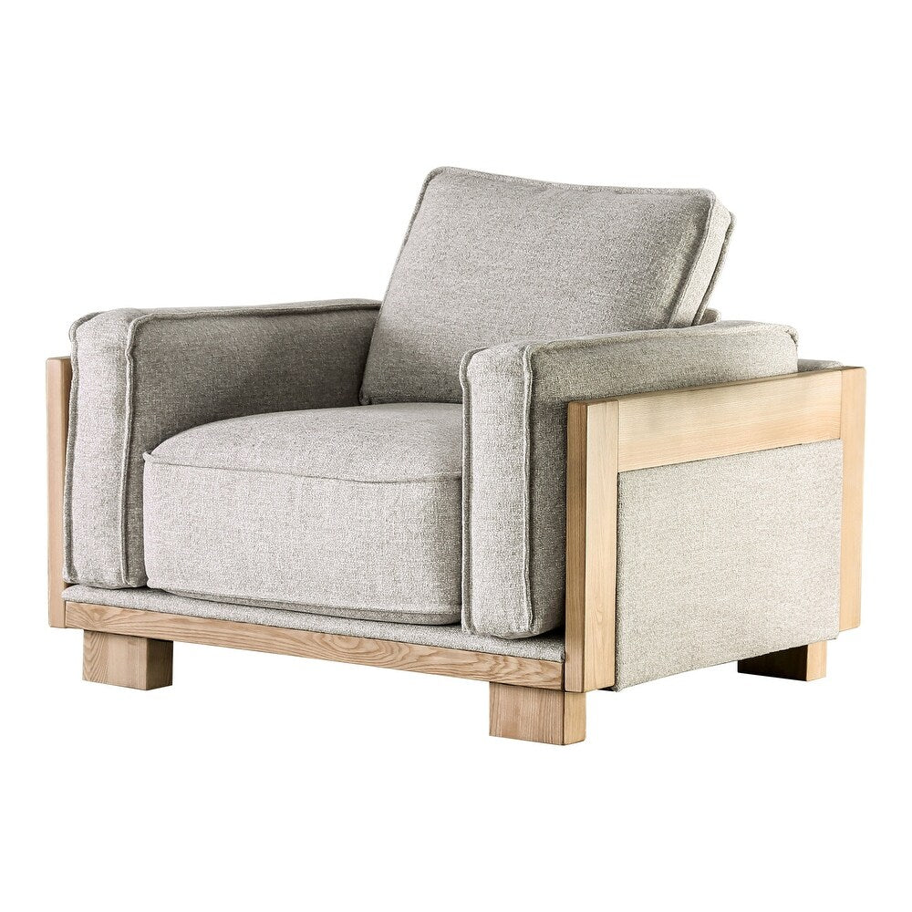 Harstad Contemporary Chenille & Wood Trimmed Living Room Chair