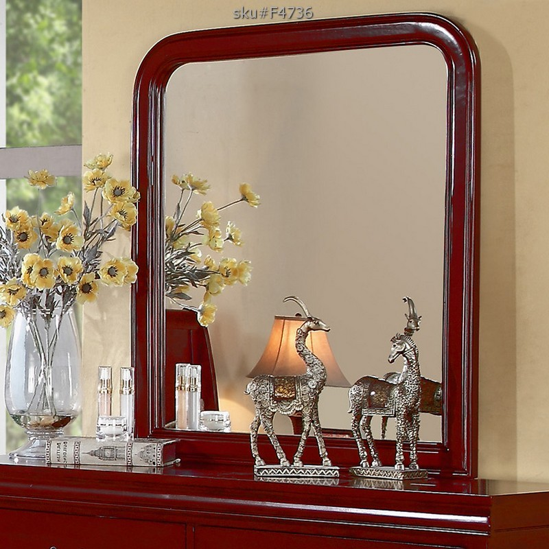 Poundex Contemporary Classic Design Cherry Mirror - F4736