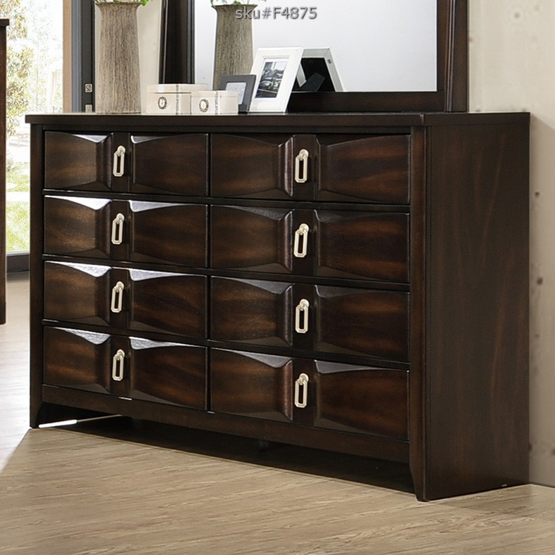 Poundex Contemporary Classic Design Brown 8 Drawer Dresser - F4875