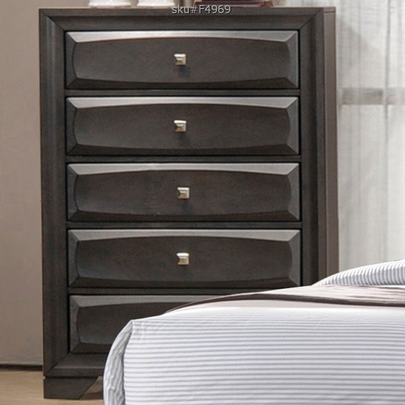 Poundex American Traditional Design Gray 5 Drawer Chest - F4969