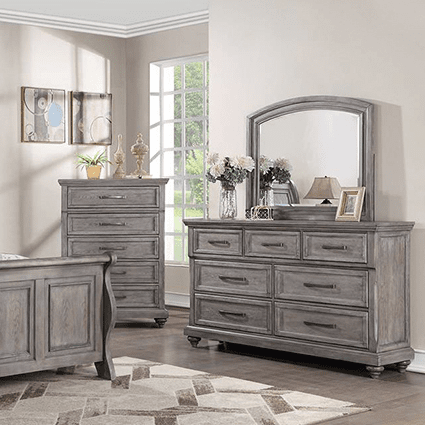 Poundex Classical Vintage Look 5 Drawer Chest in Gray - F5504