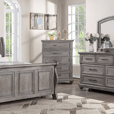 Poundex Classical Vintage Look 5 Drawer Chest in Gray - F5504