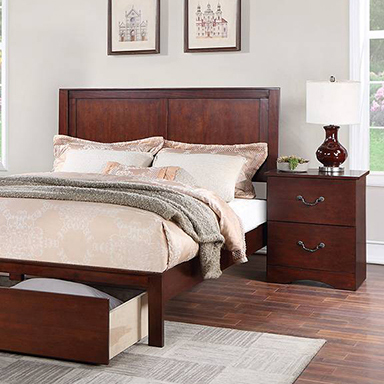 Poundex Simple Transitional Brown Finish 2 Drawer Nightstand - F5516