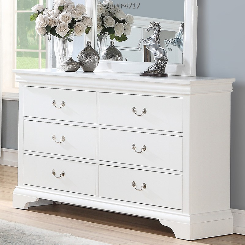 Poundex Contemporary Classic Design White Dresser - F4717